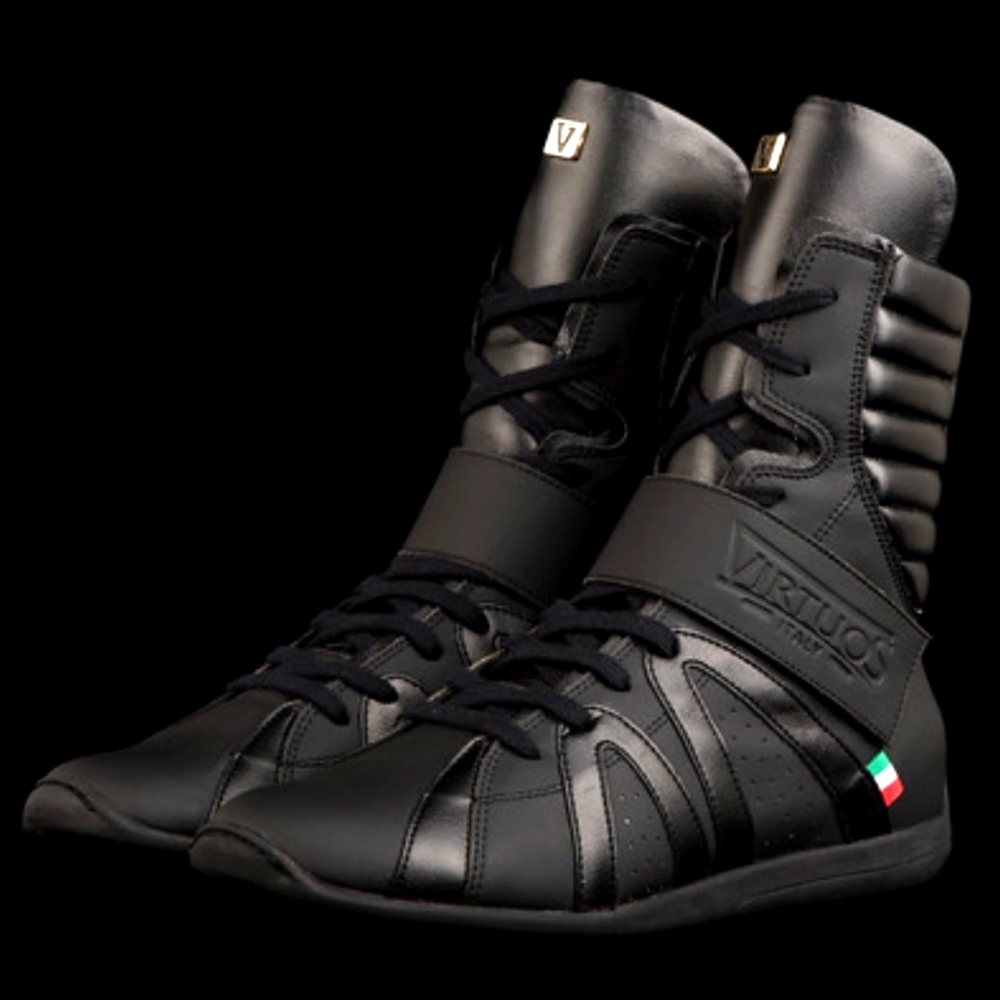 Black High-Top Leather Boxing/MMA Shoes